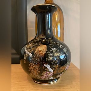 Vintage OMC Yamaji Japan Peacock Porcelain Vase